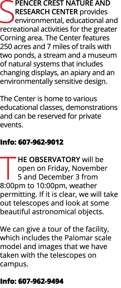 Spencer Crest Nature and Research Center provides environmental, educational and recreational activities for the grea   